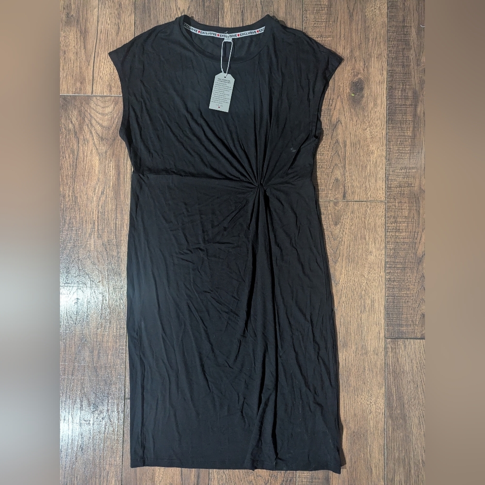 Exclusive ❤️ Women's Black Mini Dress Waist Twist Accent Size XL Classic Simple